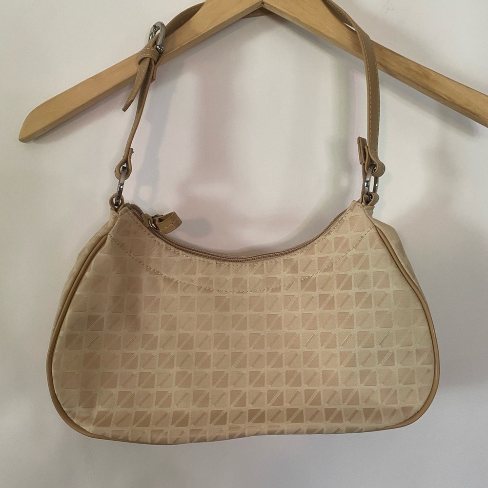 Nine & Company Y2K Shoulder Bag Baguette Purse Cream Tan Geometric 2000s Chic